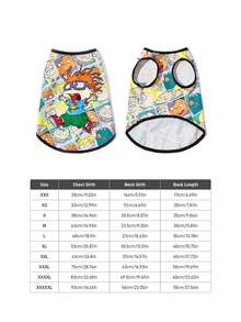 Nick 90s | SHEIN 1 Piece Cartoon Pattern Printed Pet Vest, Cat Clothes, Dog Clothes, Size XXS-XXXXL, Extra Small, Extra Large, Nick 90s. - Multicolor - View 5