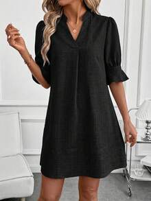 SHEIN Clasi Vestido de mujer de manga media con estampado para el Día de San Valentín, primavera/verano, conjunto para el Día de San Valentín - Negro - Ver 3