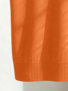 Franclia Women's Spring/Summer White Simple Casual Turndown Collar Raglan Short Sleeve Solid Color Fitted Knit Top - Orange - View 5