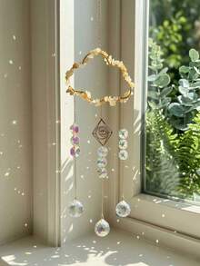Joivida 1 colector de lumină solară din cristal în formă de nor, cu 4 stiluri de cristal din care puteți alege (agat verde/cuarț roz/cristal auriu/cristal violet), este foarte potrivit pentru ferestre, dormitoare, camere de zi, terase și decorarea casei. Este un cadou excelent de sărbători pentru prieteni și familie și, de asemenea, un cadou ideal pentru bărbații și femeile care adoptă stilul boem. Este o alegere ideală pentru crearea unei decorațiuni spirituale pentru casă. - sunet de vânt - Vizualizare 11