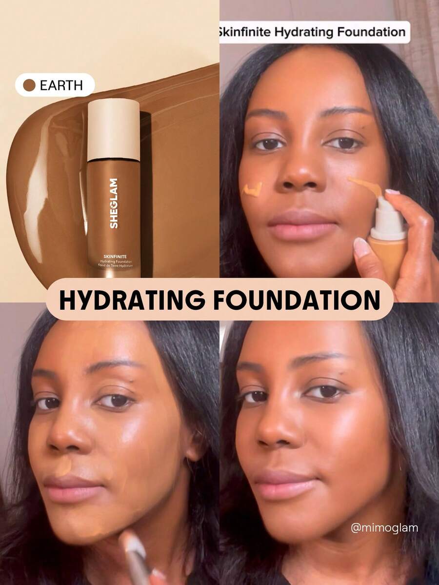 SHEGLAM Skinfinite Hydrating Foundation-Earth Flawless Dewy Foundation Hydrating Coverage Invisible Pore Concealer Pore-Less Non-Greasy Lightweight Soft Liquid Foundation Brand Beauty Makeup Face Paint Cosmetic For Women Girls Perfect For Spring Summer Ideal For Y2K Fancy Fashion Suitable For Birthday Mother'S Day Gift Rave Party Ready Best Color