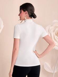 Modelyn Top gola alta sólido - Branco - Ver 3