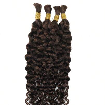 Boho Braids Tóc giả bện 100% tóc thật, kiểu tóc Boho, sóng nước, xoăn, 4 bó/gói, 95g, đủ cho cả đầu, màu nâu. Tóc nối thật số lượng lớn, thích hợp để bện không cần thắt nút, tạo kiểu sóng ướt, không cần ghép nối, tóc đã được tách sẵn, dành cho phụ nữ.