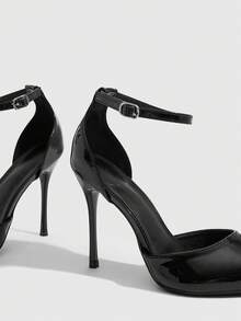 CUCCOO SZL Women's Casual Fashionable Simple Ankle Strap Pointed Toe High Heels, Summer - 182 black - View 5