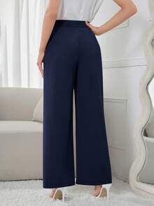 Modelyn Women's Solid Color Casual Pants, Simple And Fashionable For Daily Wear - Navy Blue - View 3
