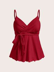 Top de verano para mujer, estilo casual minimalista versátil para uso diario, fiesta, aeropuerto, con estampado de rayas azules y blancas, apto para uso al aire libre - Rojo - Ver 3