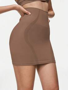 SHAPORA Chân váy ôm sát eo cao không đường may kèm quần bảo hộ, chân váy bodycon ôm sát gợi cảm, váy nâng đỡ và định hình vòng eo. - Màu nâu  Mocha - Xem 2