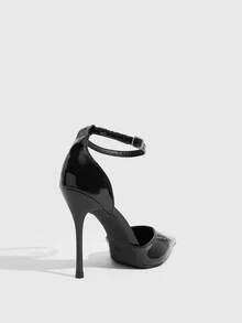 CUCCOO SZL Women's Casual Fashionable Simple Ankle Strap Pointed Toe High Heels, Summer - 182 black - View 3