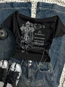 Vintage Cotton T Shirt,Streetwear,Summer T Shirts,Tops For Women,Y2k Style - Negro 5 - View 7