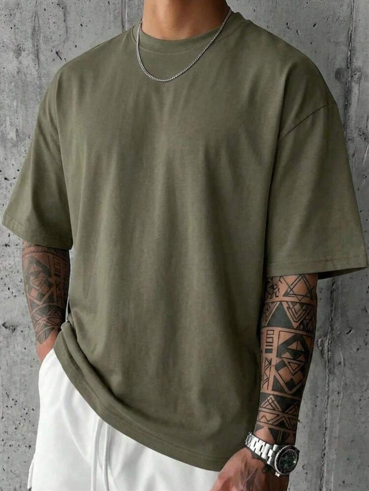 Men's Solid Color Crew Neck Casual Short Sleeve T-Shirt