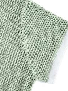GlowEve CURVE Ropa casual de primavera/verano para mujer talla grande: estilo sencillo, versátil y fresco. Verde menta con ribete blanco. Blusa holgada de talla grande con crochet calado y dobladillo de patchwork. Perfecta para primavera y verano. - Verde - Ver 4