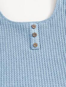 SHEIN Set Atasan Camisole dan Celana Pendek Pinggang Model Paper Bag untuk Liburan dan Perjalanan Santai Musim Panas Anak Perempuan Remaja - Baby Blue - View 5
