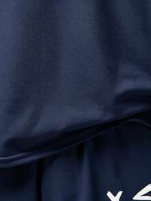 SHEIN 2件組小男孩夏季休閒可愛圖案背心與運動短褲套裝，適合日常外出、戶外玩耍、活動、返校 - 寶藍色 - 查看 5