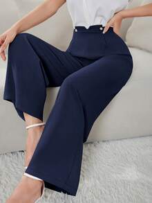 Modelyn Women's Solid Color Casual Pants, Simple And Fashionable For Daily Wear - Navy Blue - View 8