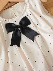 SHEIN Genkimix Kids Genkimix 女童蝴蝶结装饰休闲无袖上衣 + 纯色休闲短裤两件套 - 杏色 - 查看 5