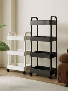 3-Tier Rolling Makeup Storage Cart, Plastic Freestanding Multi-Functional Trolley With Rotating Tray, Easy Assembly, Multi-Purpose Organizer For Office, Bathroom, Kitchen & Pantry, No Power Required - Multicolor - View 7