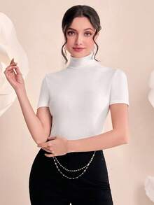 Modelyn Top gola alta sólido - Branco - Ver 7