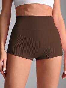 Easithlete Bộ 4 quần short thể thao nữ, màu đen, be, nâu đậm, xám đậm, quần short siêu ngắn gợi cảm, không đường may, chất liệu dệt kim co giãn cao, thoải mái, thích hợp cho chạy bộ, đạp xe, tập thể dục và các hoạt động ngoài trời. - Nhiều màu - Xem 4