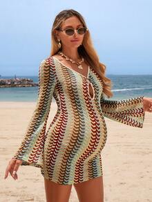 SHEIN 孕妇撞色休闲沙滩罩衫 - 彩色 - 查看 4