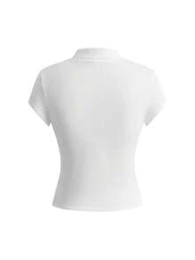 Grunge Punk 夏季标语和耳机印花紧身Polo衫T恤 - 白色 - 查看 2