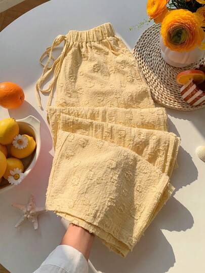 Glamine 女士提花梭织阔腿裤，休闲优雅乡村风，适合海滩、度假和日常穿着，夏季