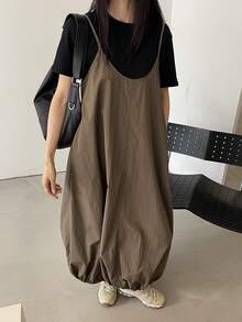 DAZY Women's Solid Color Casual Sexy Loose Pocket Maxi Slip Dress Sun Dresses For Women Summer Golf Pastal - Coffee - View 7
