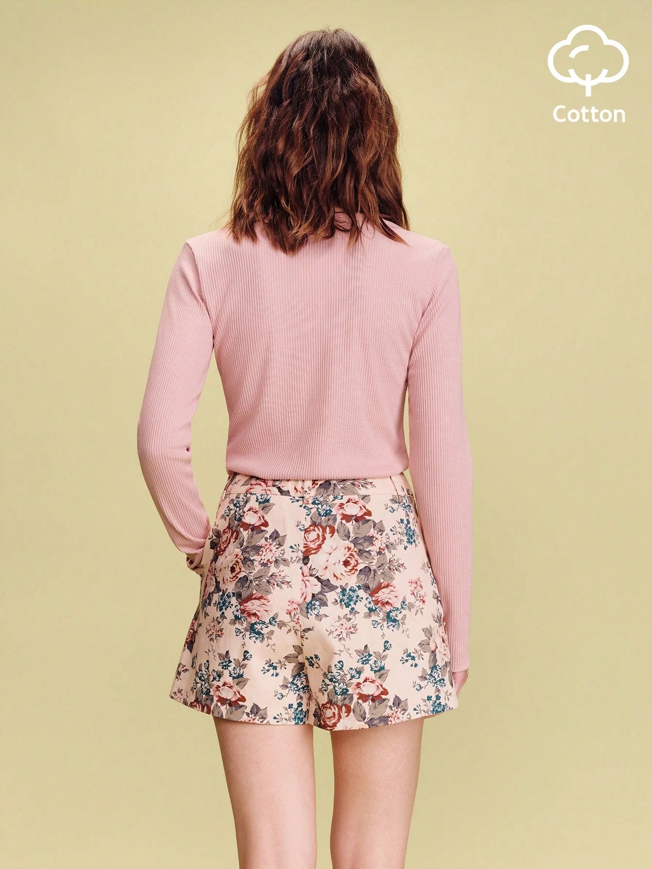 High-Waist Floral Shorts With Pleats And Button Closure Vintage Flower Shorts Pink Flower Cotton Shorts Spring Summer French Style Parisian Style