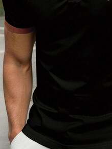 Manfinity Dauomo Polo pour homme pour l'extérieur, nouveau style d'été, tenue décontractée pour l'extérieur et le bureau, mode masculine charmante, noir - Rouge - Voir 3