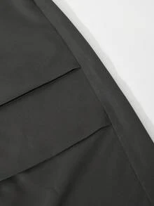 三件套休闲舒适针织吊带背心、吊带和阔腿裤套装，适合户外运动、休闲和日常穿着，不对称设计 - 黑色 - 查看 4