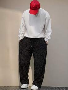DAZY Pantalones rectos de cintura elástica con estampado de leopardo para hombres, para todas las estaciones - Marrón - Ver 5