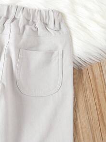 SHEIN Vintaside Kids Young Boy Casual Simple Preppy Elastic Waist Baggy Jeans Chic Autumn/Winter - Light Grey - View 3