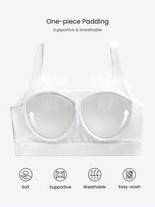 GLOWMODE FeatherFit™-Sculpt Built-In Cups V-Neck Backless Adjustable Sports Bra Medium Impact Running Jogging Training Gym Workout - White - View 2
