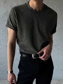 DAZY Men's Casual Short Sleeve Dark Gray T-Shirt, Summer - Dark Grey - View 4