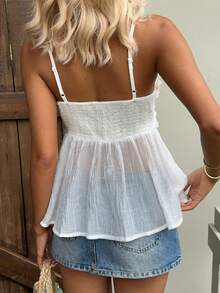 Sundraya Women's Lace Trim Camisole Tank Top, Summer Fashion - White - View 2