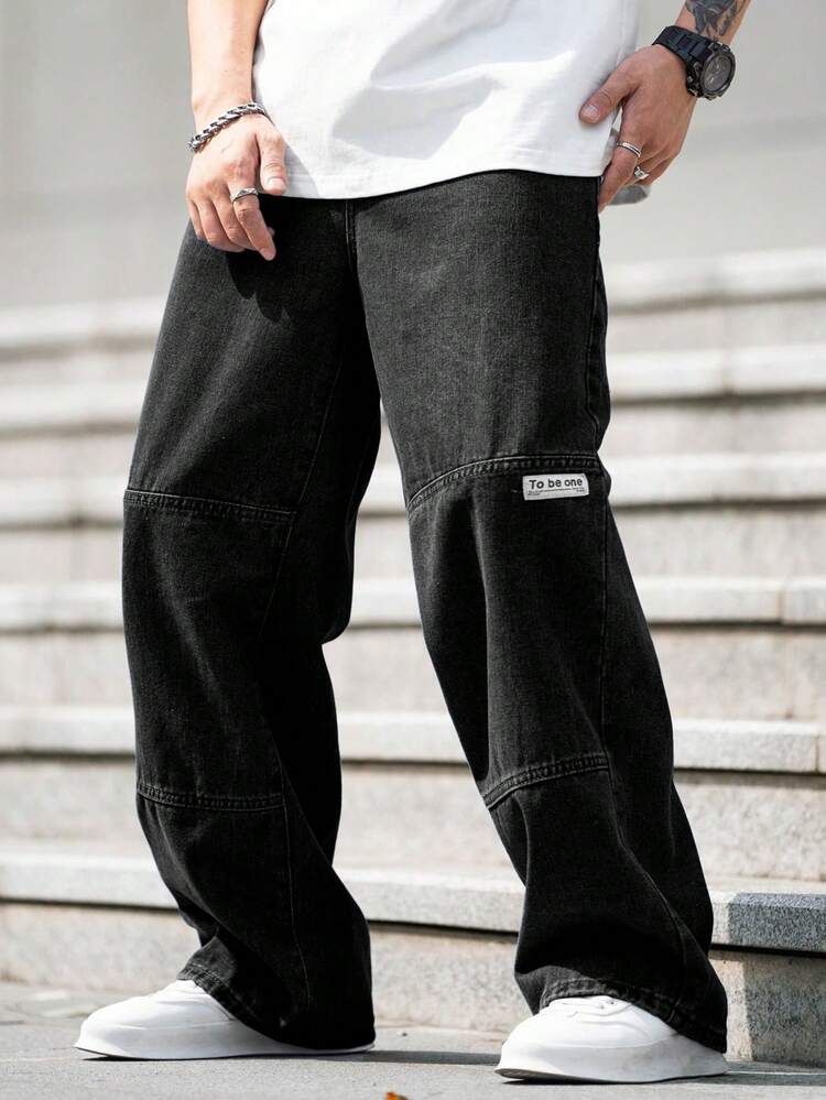 Manfinity Hypemode Men Fashionable Daily Straight Leg Jeans Baggy