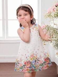 女婴纯色杏色优雅刺绣蝴蝶结无袖荷叶边衬衫，适合青少年女孩休闲日常度假穿着，纹理蝴蝶结前襟露脐上衣，白色镂空上衣，少女夏季上衣，夏季衬衫，儿童茶会连衣裙，少女碎花连衣裙 - 白色 - 查看 8