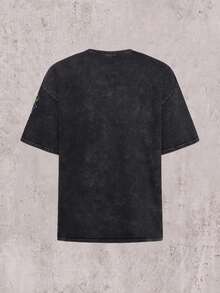 Skyrend 男士襯衫，哥德龐克街頭風 Emo 火焰字母圖案印花，哥德暗黑 Grunge 原宿復古 Y2K 休閒百搭，輕量，春夏款 - 黑色 - 查看 5