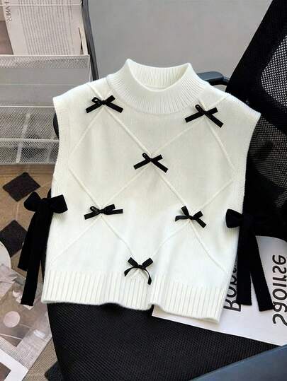 GlowEve CURVE Plus Size Casual Colorblock Bow Tie Knit Top