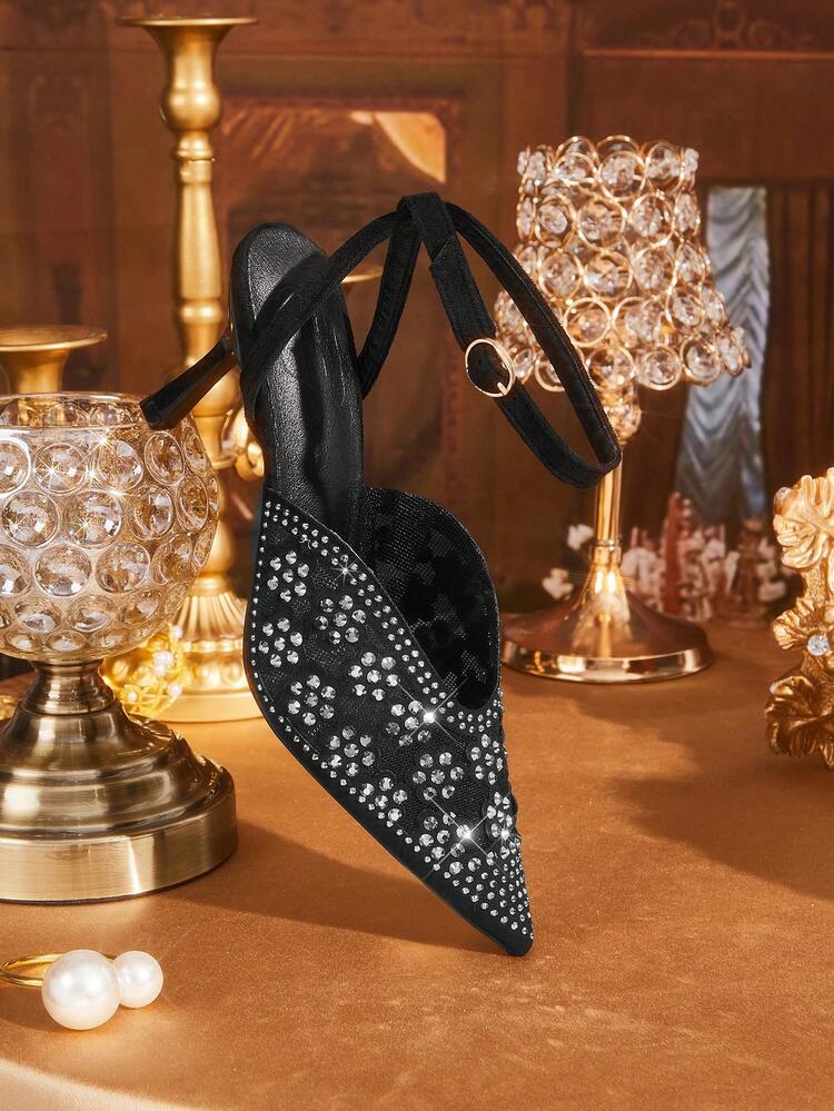 CUCCOO TILAWA Women's High-Heeled Shoes Pointed Outdoor Four-Season Sexy Thin-Heeled Rhinestone Fashion Women's Shoes Banquet Shoes Party Shoes