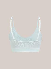Barelissa Women's Minimalist Seamless Wireless Bra With Textured Fabric, Spaghetti Strap - Mint Blue - View 5