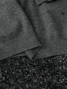 ROMWE MEN Street Life Men's Solid Color Knit Shawl Matched With Round Neck Knit Top Casual Suit - Light Grey - View 13
