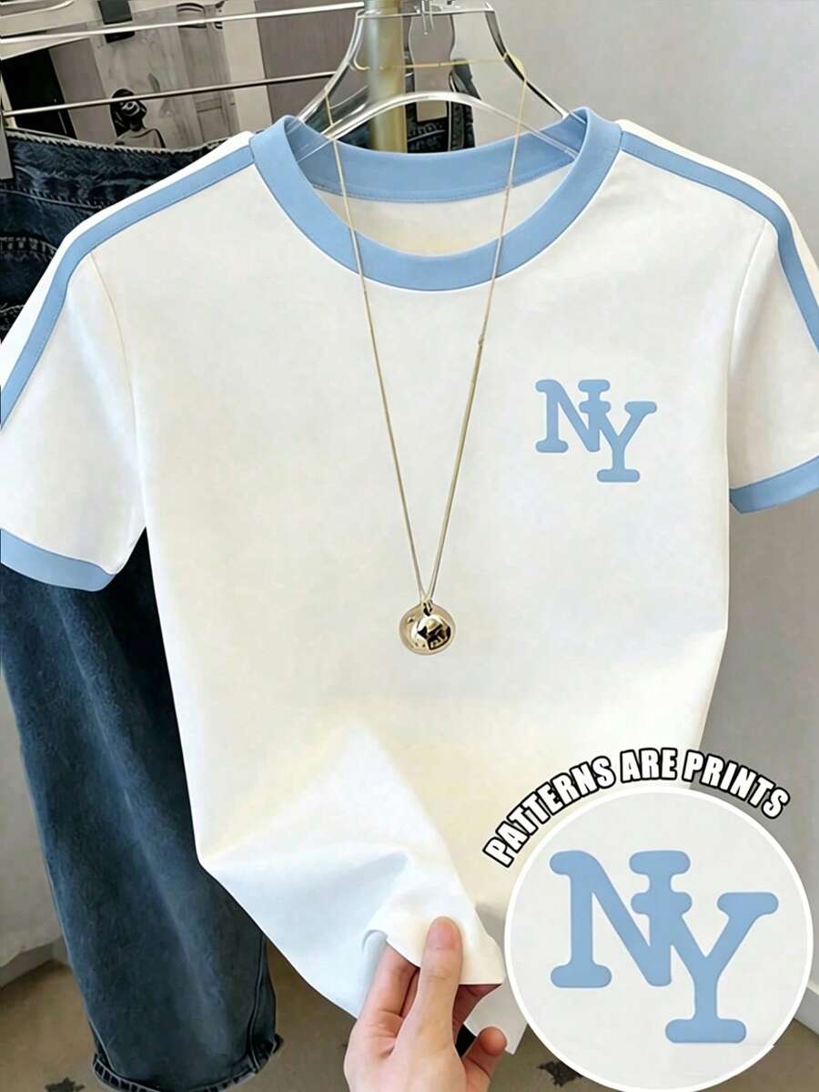 青少年女孩休閒時尚春夏短版T恤緊身上衣,極簡英文拼接設計,短袖圓領T恤,柔軟舒適上衣,適合春夏,春季氛圍,夏季氛圍,春夏,輕鬆舒適,時尚女孩套裝,休閒穿搭,兒童花卉圖案,春夏套裝,新風格,悠閒氛圍,春季氛圍悠閒夏季返校學校白色 - 白色 - 查看 1