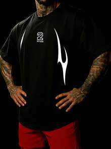 Sport MetroGents Men's Summer Numeric Print Round Neck Short Sleeve Sports T-Shirt - Black - View 3