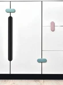 3/5 Buah Kunci Pengaman Pintu Lemari Plastik ABS Warna Pink, Cocok untuk Lemari Rumah, Lemari Pakaian, Dapur, Laci, Anti Pencurian, Mudah Dipasang - merah muda - View 4