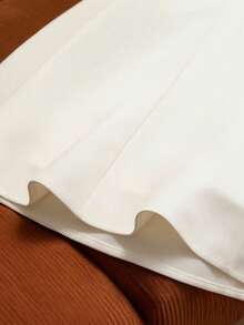 SHEIN Franclia 法式优雅风格白色吊带连衣裙，无袖系腰A字夏季连衣裙，新款娇小修身迷你白色连衣裙，女士款 - 杏色 - 查看 4