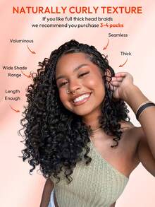 Boho Braids 缅甸卷发 60克 50束 女士钩编发 14-22英寸 缅甸卷发束 100% Remy真人发 预先分离 隐形奇迹结 羽毛钩编真人发 波西米亚风接发 自然黑 1B# - S1B - 查看 11