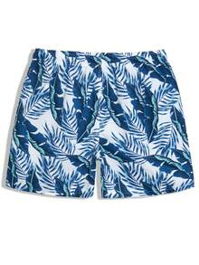 Manfinity Swimmode 男士沙滩度假休闲抽绳泳裤 - 藍色 - 查看 5