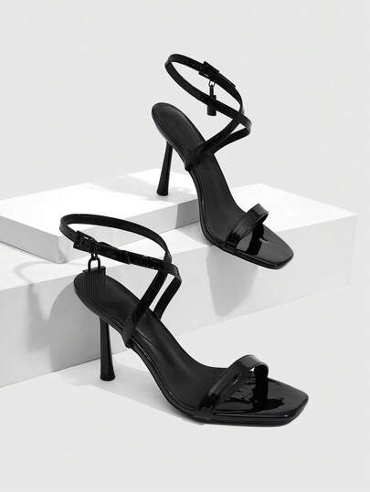 CUCCOO SZL Women's Square Toe Rhinestone Ankle Strap Sandals For Christmas