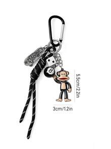 Paul Frank X SHEIN 可爱时尚的复古做旧锌合金猴子包饰，滑板造型，台球骰子吊坠，纪念品，收藏品，礼品，钱包，书包，背包，汽车配件 - 彩色 - 查看 5