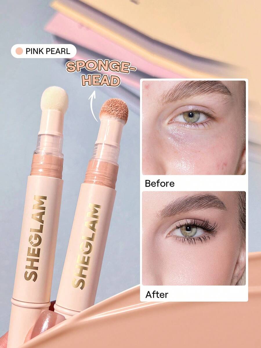 SHEGLAM Correcteur De Teint Complexion Boost-Applicateur à TêTe éPonge Pink Pearl Correcteur De Teint Liquide Mat Correcteur De Couleur éClaircissant Longue DuréE Anti-Cernes Hydratant Longue DuréE Toute La JournéE Anti-Cernes NoëL Hiver Marque Beauté Visage Maquillage Maquilliage CosméTique Pour Femmes Filles Parfait Pour Hiver Printemps ÉTé IdéAl Pour Y2K ÉLéGant Mode Adapté Pour Anniversaire FêTe Des MèRes Cadeau FêTe PrêT Meilleure Couleur - Pink Pearl - Voir 1